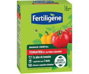 Fertiligène FEGTOM12 - Engrais Végétal Tomates et Légumes 1,2 kg - pour 2 Fois Plus de tomates - Seulement 1 Application en 3 Mois - Jusqu'à 20 Plants Environ - Produit 100% Naturel avec zéolite