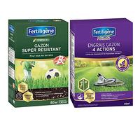 Fertiligene Gazon Super Résistant Label Rouge, 80m² & Engrais Gazon 4 Actions, 2,45kg, 60m²