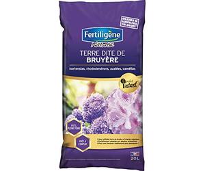 FERTILIGENE NATUREN FBR20 - Terre Dite de Bruyère UAB 20 L - Meilleur enracinement des plantes -Nourrit en continu pour une floraison plus abondante -Enrichie en fibres de miscanthus - Prêt à l'emploi