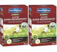 FERTILIGENE REGAR100 - Semences Gazon Super Regarnissant 2 kg - Premières pousses en 1 semaine - Regarnit les zones abîmées et comble les trous - Excellence résistance aux piétinements - Pour 100 m²