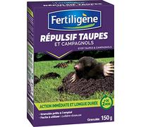FERTILIGÈNE Répulsif Taupes et Campagnols - Granulés Longue Durée jusqu'à 85 Jours - À base d'Eucalyptus Citronné - Protection Jardin & Pelouse - 200g