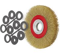 FERVI SRF250/25 Brosse Laiton Circulaire en Acier Laitonné avec Fils Ondulés Ø 250 mm, Brosses Métalliques