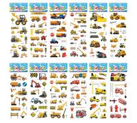 FESDMOH 12 Feuilles Stickers Book, Autocollants 3D, Autocollant Animaux, Comprenant des Véhicule, Dinosaure, Nombre, Animal, Excavateur (Pelle mécanique)