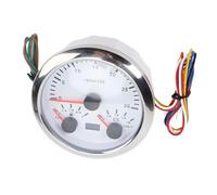 Fesjoy Jauge de Niveau de Carburant Tachymètre Compteur Vitesse Marin Professionnel 85mm pour la Moto Yacht, Rétro-éclairage 7 Couleurs (Cadran blanc lunette argentée CX8292)