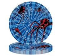 Fesnova Assiettes en carton pour fête en forme de toile d'araignée, décoration d'anniversaire de 25,4 cm, rouge et bleu, pour thème araignée, accessoires de fête pour garçons et enfants, Halloween