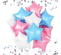 Fesnova Lot de 10 ballons en forme d'étoile en aluminium - Blanc rose bleu - Décoration de fête