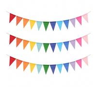 Fesnova Lot de 36 fanions multicolores de 12 m - Fanions d'extérieur résistants aux intempéries - Pour mariage, anniversaire, fête prénatale, fête de jardin