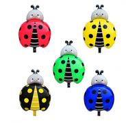 Fesnova Lot de 5 ballons décoratifs en aluminium en forme de coccinelle - Multicolore - Rouge, jaune, vert, noir, bleu - Pour décoration d'anniversaire, d'anniversaire d'enfant, porte-bonheur, mariage
