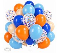 Fesnova Lot de 60 ballons orange et bleu, 30,5 cm, bleu clair, orange et beige, ballons à confettis pour anniversaire, mariage, remise de diplôme, décoration de fête