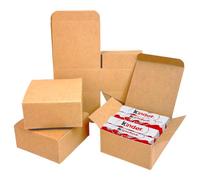 Festa Centro Lot de 50 boîtes en papier kraft marron (8 x 8 x 4 cm) ; boîtes en carton marron avec couvercle facile à assembler - boîtes pour anniversaires et mariages