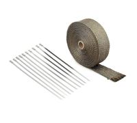 FESTFENDS Bande Thermique en Titane 15 Mètres avec 10 Attaches Inoxydables 30cm pour Échappement Moto et Voiture, Protection Thermique en Fibre Ignifuge pour Pièces Performance