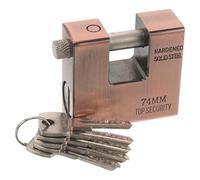 FESTFENDS Cadenas de Sécurité Vintage en Fer Marron, Rectangulaire, Grand et Épais, 5 Clés, pour Porte de Hangar et Porte de Maison, Usage Commercial et Gestion Partagée