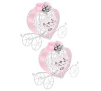 FESTFENDS Coffret de Rangement pour Mariage en Étain, 2 Pièces, Boîte à Bonbons de Carrosse Cœur, Design Creux Léger et Décoratif pour Fêtes et Shower