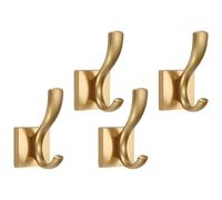 FESTFENDS Crochets Muraux Faciles à Installer Lot de 4 Style Simple et Classique en Alliage D'aluminium Or pour Porte-manteaux et Porte-clés pour Entrée