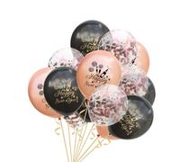 FESTFENDS Ensemble de 15 Ballons en Latex Noir et Confettis Dorés pour Fête Nouvel An, Décorations Créatives Odeur, pour Célébrations et Événements