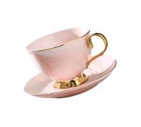 FESTFENDS Ensemble Tasse avec Soucoupe en Céramique 250ml Rouge Motif Marbre Design Moderne et Créatif pour Café ou Décoration