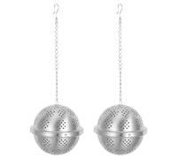 FESTFENDS Lot de 2 boules à épices pour la cuisine, grande boule d'assaisonnement, sphère infuseur à épices en acier inoxydable avec chaînette pour rehausser les soupes, les ragoûts et le vin