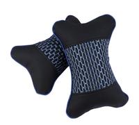 FESTFENDS Oreiller de Soutien Cervical Coussin Appuie-tête et Lombaire pour Voiture en Cuir Artificiel Bleu Rembourrage en Coton PP Confortable 1 Paire pour Siège Conducteur et Passager