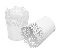 FESTFENDS Seau à Fleurs en Métal Blanc Ajouré, Ensemble de 2 Pièces, Décor Élégant et Polyvalent, Finition Lustrée, pour Bureau ou Coiffeuse