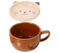 FESTFENDS Tasse Chat Kawaii Céramique avec Couvercle Mug Multi-usage pour Café Thé et Lait Design Adorable pour Amoureux des Chats Maison et Bureau