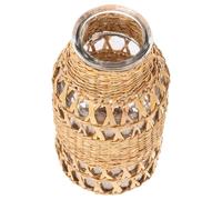 FESTFENDS Vase Dame Jeanne en Verre Rotin Tressé, Décoration Salon Élégante et Vintage pour Fleurs, Vase Décoratif Transparent Design Raffiné