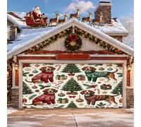 Festive Beagle Housse de porte de garage Motif pull de Noël 397 x 180 cm | Chandails de vacances festifs, drapeau de porte de garage, arbres de Noël, décorations d'hiver, boîtes cadeaux saisonnières