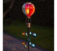 Festive Lights - 1,15 m arc-en-ciel solaire montgolfière tourniquet à vent lumière sur piquet - 20 LED ambrées - Effet flamme vacillante - Résistant aux intempéries - IP44 - Décoration de jardin