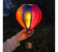 Festive Lights - 62 cm Solar Power XL Rainbow Stain Cool Fiesta Flamme réaliste d'extérieur suspendue LED SMD LED Hot Air Balloon Lantern - Effet verre multicolore - Lumière de jardin avec poignée