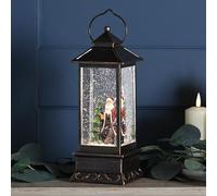 Festive Lights Boule à neige LED - 27 cm - Père Noël - Fonctionne sur piles - Décoration de Noël - Décoration d'intérieur - Décoration de fenêtre - Lanterne de Noël - Noir - Minuterie