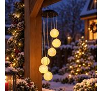 Festive Lights Carillon solaire à LED - 73 cm - Blanc chaud - Lanterne d'extérieur à suspendre - Éclairage de jardin extérieur - Carillons éoliens pour l'extérieur