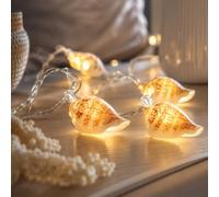 Festive Lights - Coquillage Décoration Mer Plage Guirlande Lumineuse 10 Vrais Coquillages LED 1,50 Mètre (à Piles)