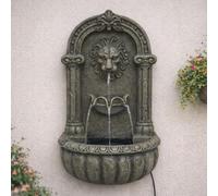 Festive Lights Fontaine solaire à LED - 55 cm - Tête de lion italienne - Solaire et USB - Fontaine de jardin pour l'intérieur et l'extérieur - Jeu d'eau de jardin