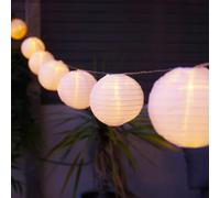 Festive Lights Guirlande lumineuse chinoise à énergie solaire de 4,5 m - 10 LED blanc chaud - Lanternes XL de 14 cm - Décoration de jardin extérieure - Conforme à la norme IP44 - Fil de plomb de 3 m