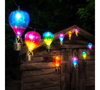 Festive Lights - Guirlande lumineuse solaire en forme de montgolfière - 2,7 m - 10 LED multicolores à suspendre - Lampes solaires décoratives pour terrasse, pergola, balcon, résistant aux intempéries