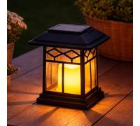 Festive Lights Lampe solaire LED 2 en 1 de jardin avec effet flamme vacillante - Lampes solaires de jardin pour l'extérieur - Lampadaires solaires - Éclairage de chemin (lanterne 2 en 1 - 16,5 cm)