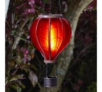 Festive Lights - Lanterne montgolfière à énergie solaire 45 cm - Effet verre - Effet verre - Flamme froide réaliste - Lampe de jardin avec poignée