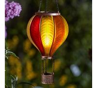 Festive Lights - Lanterne montgolfière LED SMD 45 cm - Effet verre ambre - Lumière de jardin flamboyante avec poignée