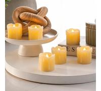 Festive Lights Lot de 6 Bougies chauffe-plat LED Effet Flamme Vacillante en Cire Effet Fondu Éclairage Ultra Réaliste Décoration Intérieure Piles Incluses (Lot de 6 Bougies à chauffe-plat)