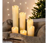 Festive Lights Lot de 6 Bougies LED Effet Flamme Vacillante en Cire Effet Fondu type Pilier Éclairage Ultra Réaliste Décoration Intérieure (Piles Incluses) (Lot de 6)
