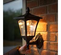 Festive Lights Luminaire Extérieur Applique Murale Solaire 6 LED Noire d'Extérieur 29cm Waterproof (Pile Rechargeable Incluse) (Éclairage Blanc chaud)