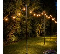 Festive Lights - Poteaux de guirlande de 1,5 m ou 2,4 m pour suspendre des lumières décoratives, des lanternes, des guirlandes, des lumières de Noël - En acier métallique robuste pour jardin, mariage