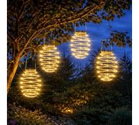 Festive Lights Suspensions Spirales Lumineuses Solaires Effet Lanterne Éclairage 64 LED (Lot de 4) pour la Décoration Extérieure du Jardin - 19cm