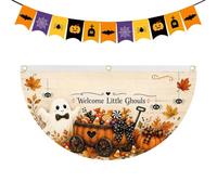 Festive Outdoor Garden Flag - 35.4x17.7 Inch Pumpkin Yard Flag | Half Fan Shape Outdoor Halloween Decorations for Fall Home Garden Porch Courtyard Outdoor Party