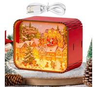 Festive Wind Up Music Box, Wooden Christmas Figurine, Light Up Collectible | Holiday Details, Santa Melody Box, Box with Hand Crafted Finish, Collectible for Teen Family Friends