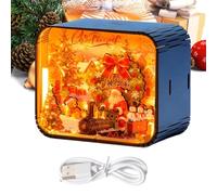 Festive Wind Up Music Box, Wooden Christmas Figurine, Light Up Collectible | Holiday Details, Santa Melody Box, Box with Hand Crafted Finish, Collectible for Teen Family Friends