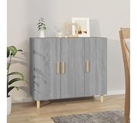 Festnight Buffet Salon,Buffet Cuisine Rangement,Buffet Salle a Manger,Buffet Bas Cuisine,Buffet Bas Salon,Buffet scandinave,Meuble Salle a Manger avec 3 Portes 90x34x80 cm -Sonoma Gris