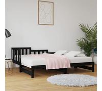 Festnight canape Convertibles,lit Coulissant 2 Personnes,canapé-lit Convertible,Lit Double en Bois,lit Banquette,Banquette Convertible,Lit de Jour,Bois de pin massif-Noir-90 x 190 cm