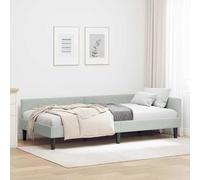 Festnight Canapé-lit 2 Places Lit Banquette Cadre de Lits 80x200 avec Sommier à Lattes Sofa-lit Moderne en Tissu pour Salon, Bureau, Appartement-Gris clair-80 x 200 cm