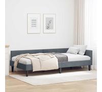 Festnight Canapé-lit 2 Places Lit Banquette Cadre de Lits 90x190 avec Sommier à Lattes Sofa-lit Moderne en Tissu pour Salon, Bureau, Appartement-Gris foncé-90 x 190 cm