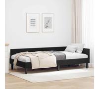 Festnight Canapé-lit 2 Places Lit Banquette Cadre de Lits 90x200 avec Sommier à Lattes Sofa-lit Moderne en Tissu pour Salon, Bureau, Appartement-Noir-90 x 200 cm